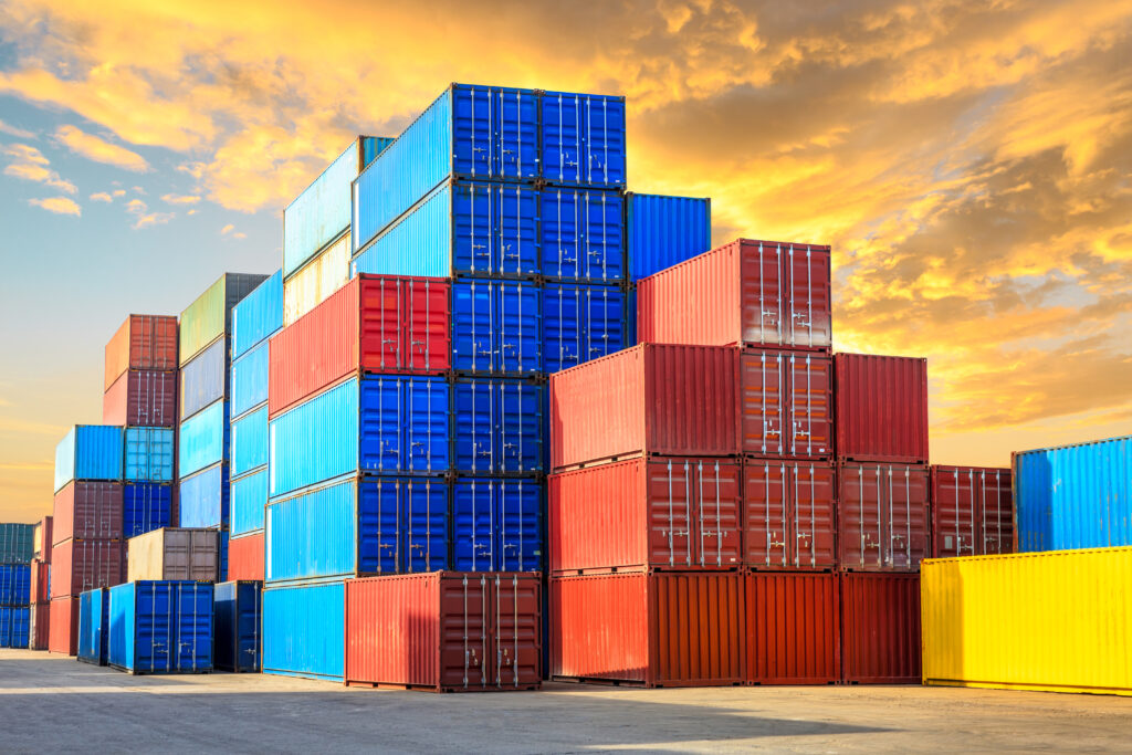 Overweight containers sit at port waiting for logistics export